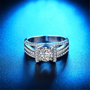 Crystal & Cubic Zirconia Split-Shank Cocktail Ring