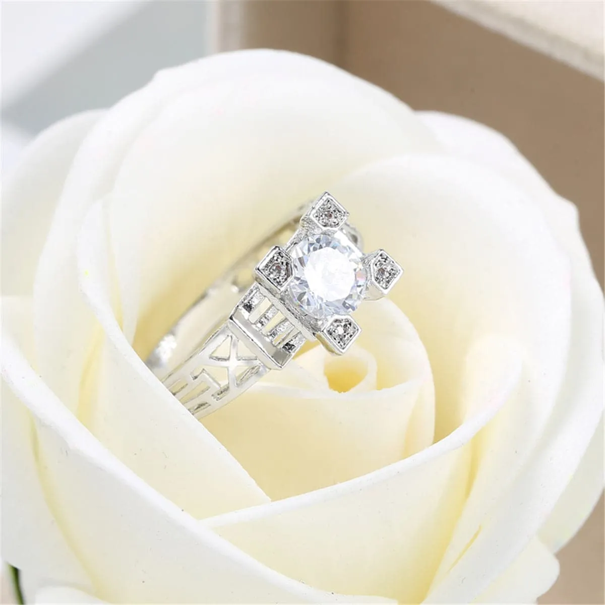 Crystal & Silver-Plated Cocktail Ring