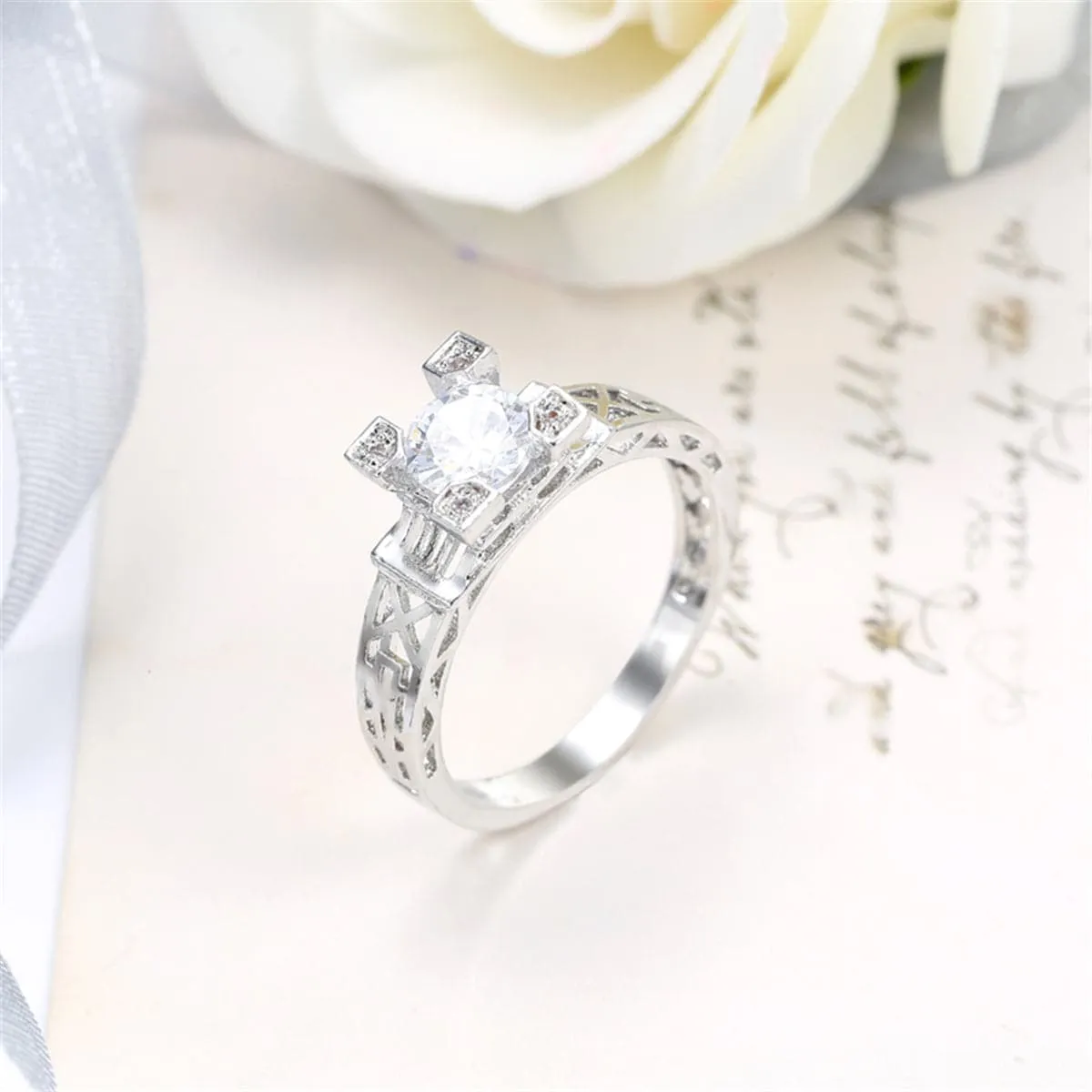 Crystal & Silver-Plated Cocktail Ring