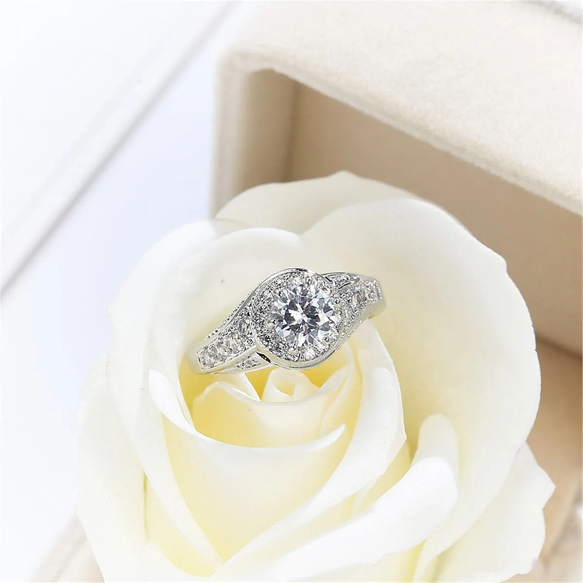 Crystal & Silver-Plated Cocktail Ring