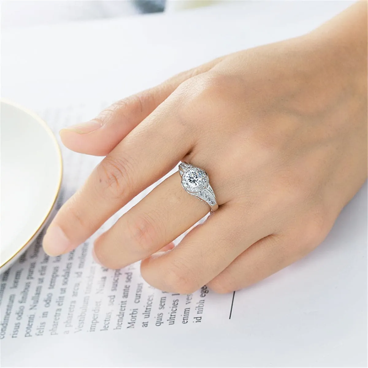 Crystal & Silver-Plated Cocktail Ring