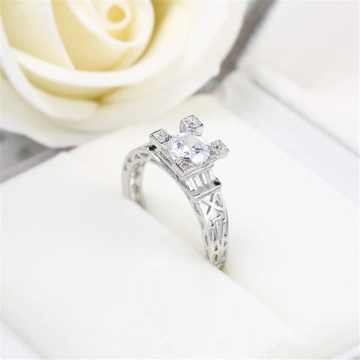 Crystal & Silver-Plated Cocktail Ring