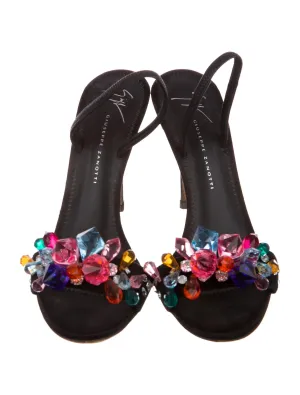 Crystal Embellishment Slingback Stiletto Sandals