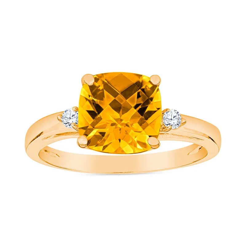 Cushion Cut Gemstone and Diamond Ring