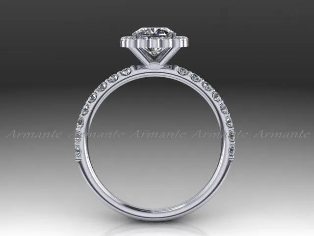 Cushion Cut, Moissanite & Diamond Engagement Ring
