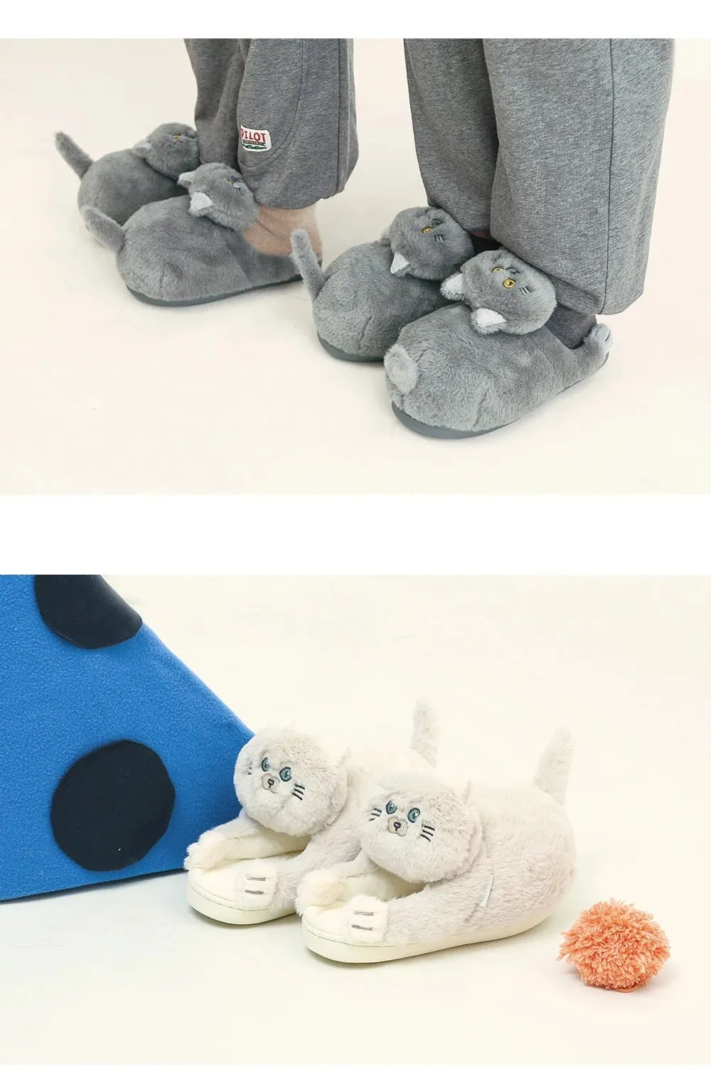 Cute Cartoon Cat Plush Slippers – Cozy Indoor Furry Slippers for Women & Men | Soft Winter Warmth