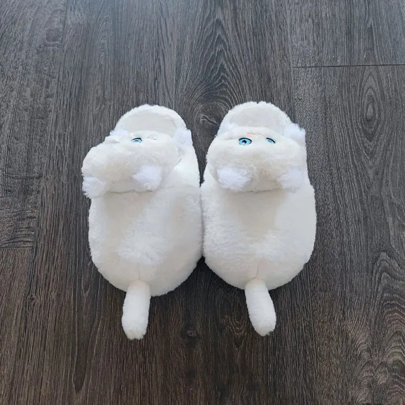 Cute Cartoon Cat Plush Slippers – Cozy Indoor Furry Slippers for Women & Men | Soft Winter Warmth