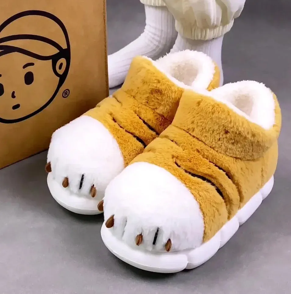 Cute Cartoon Cat Plush Slippers – Cozy Indoor Furry Slippers for Women & Men | Soft Winter Warmth