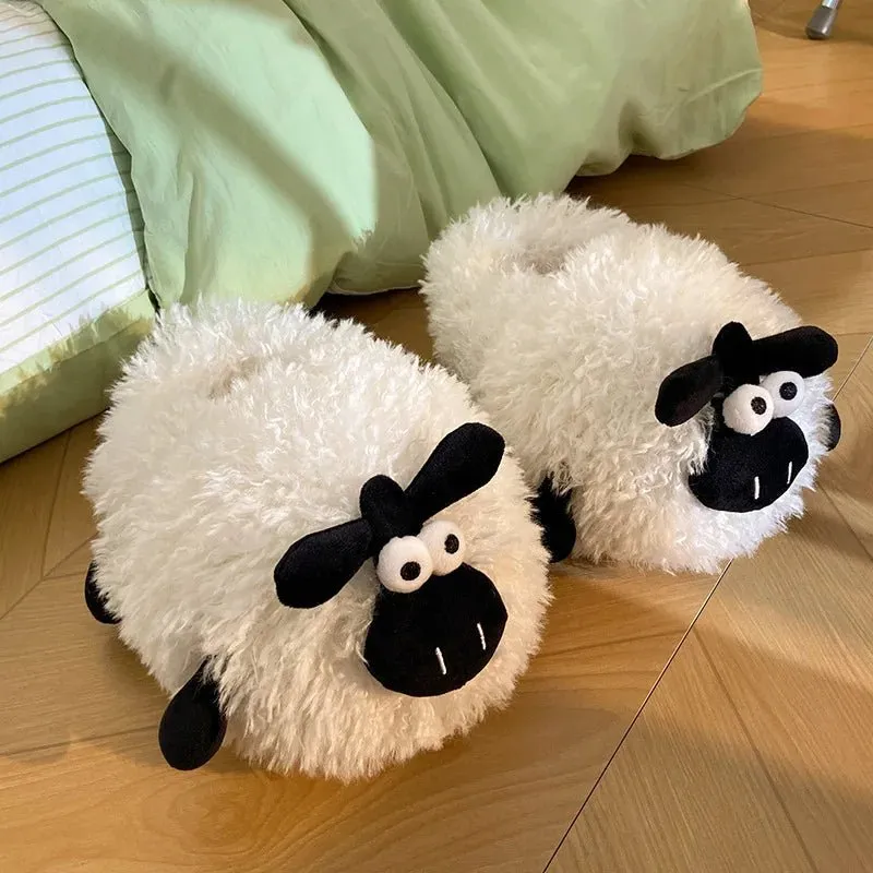 Cute Cartoon Cat Plush Slippers – Cozy Indoor Furry Slippers for Women & Men | Soft Winter Warmth