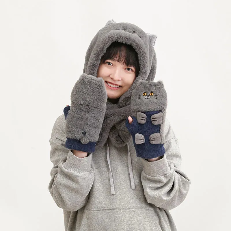 Cute Cartoon Cat Plush Slippers – Cozy Indoor Furry Slippers for Women & Men | Soft Winter Warmth