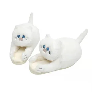 Cute Cartoon Cat Plush Slippers – Cozy Indoor Furry Slippers for Women & Men | Soft Winter Warmth