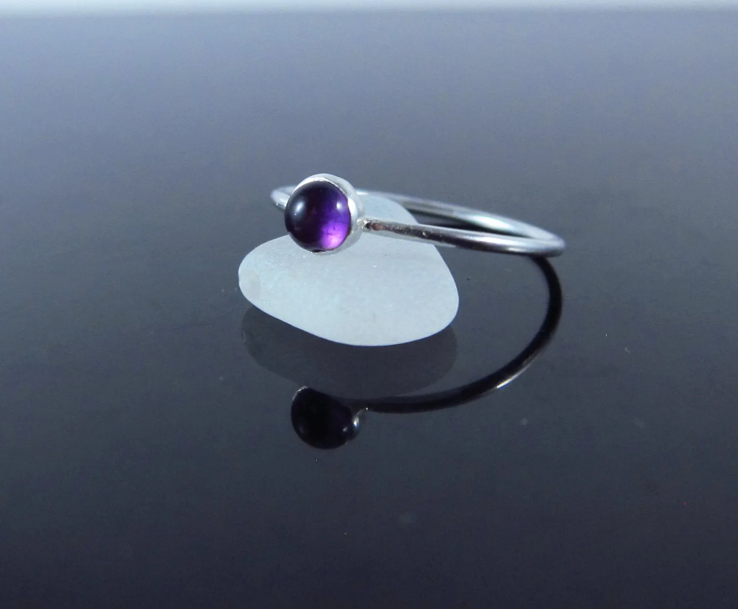 Dainty February Birthstone Ring Amethyst-Sterling Silver