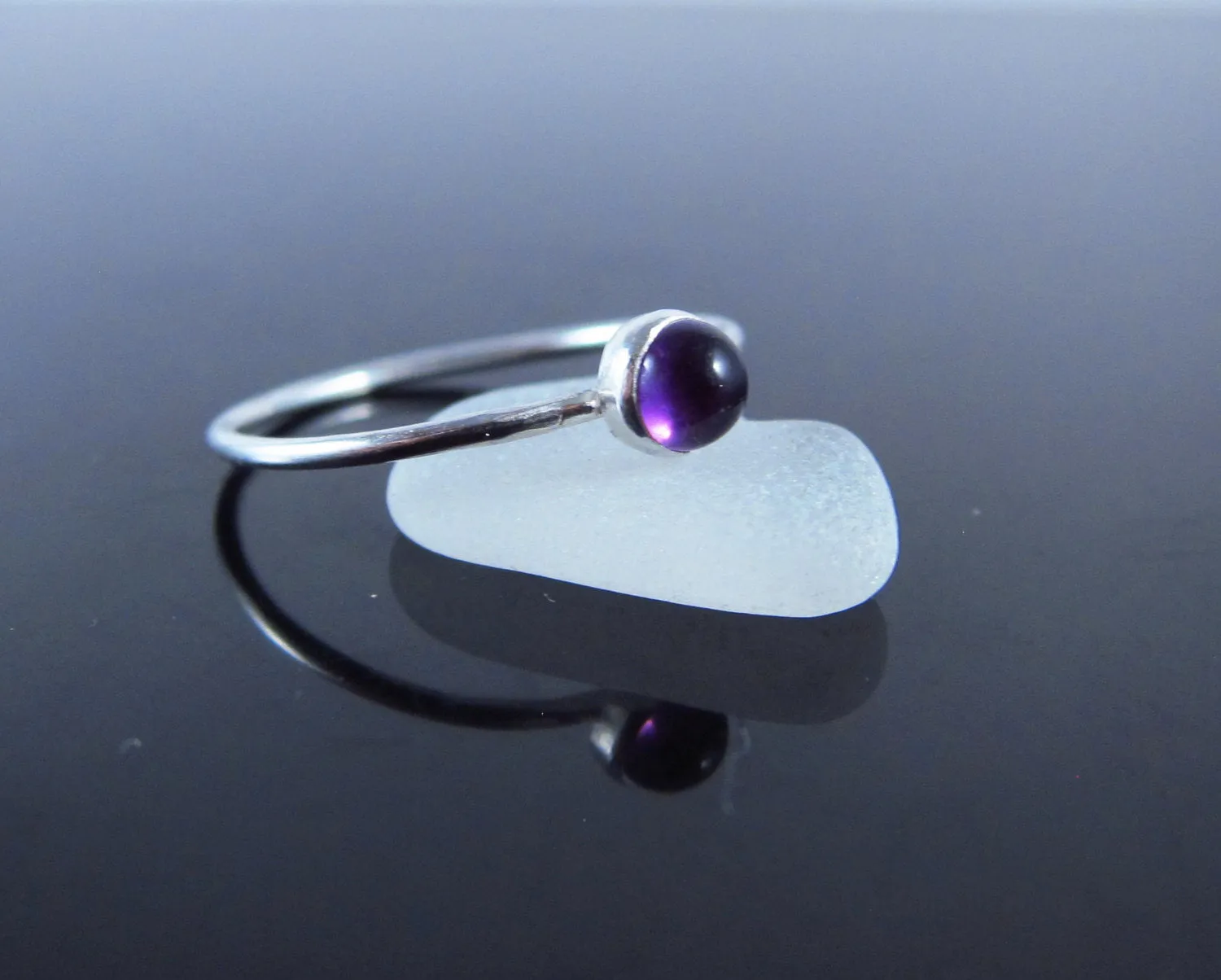 Dainty February Birthstone Ring Amethyst-Sterling Silver