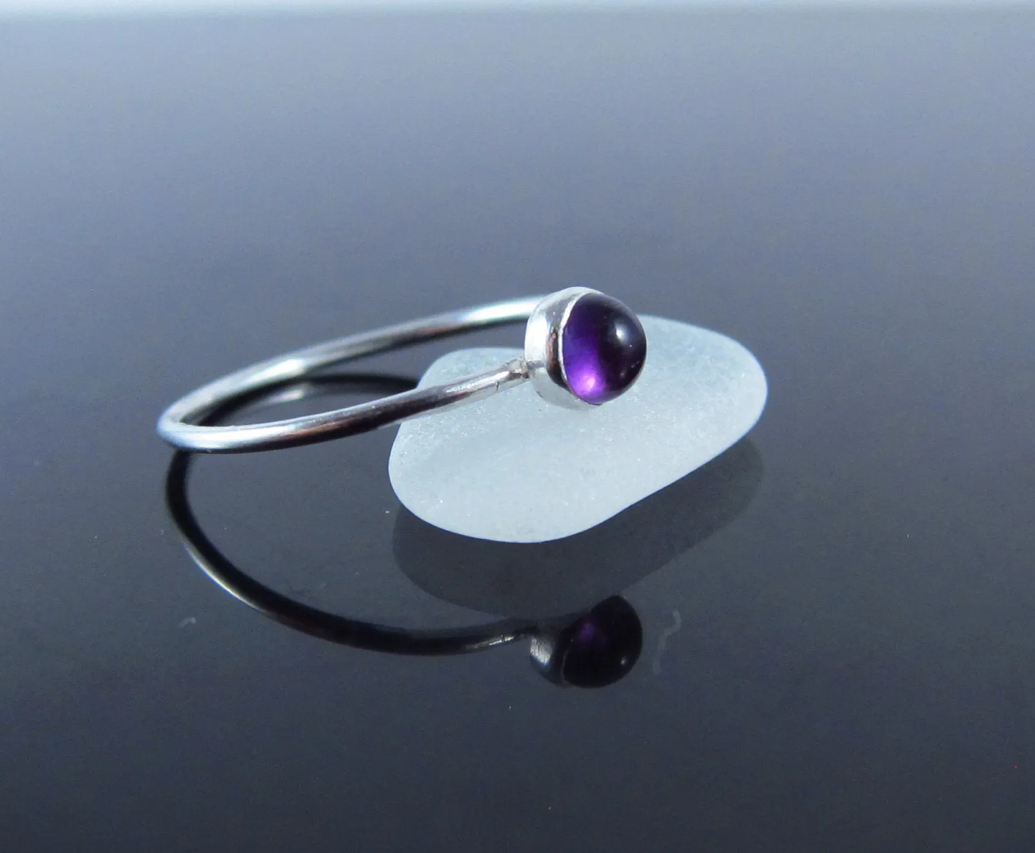 Dainty February Birthstone Ring Amethyst-Sterling Silver