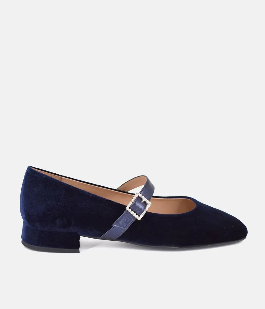 Dansi Plush Royal Blue Mary Jane Flats