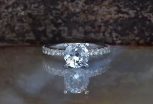 Diamond Engagement Ring 1.50 ct-White Gold solitaire ring-Bridal Jewelry-Anniversary-1 carat diamond-Dainty Promise Ring-Round engagement