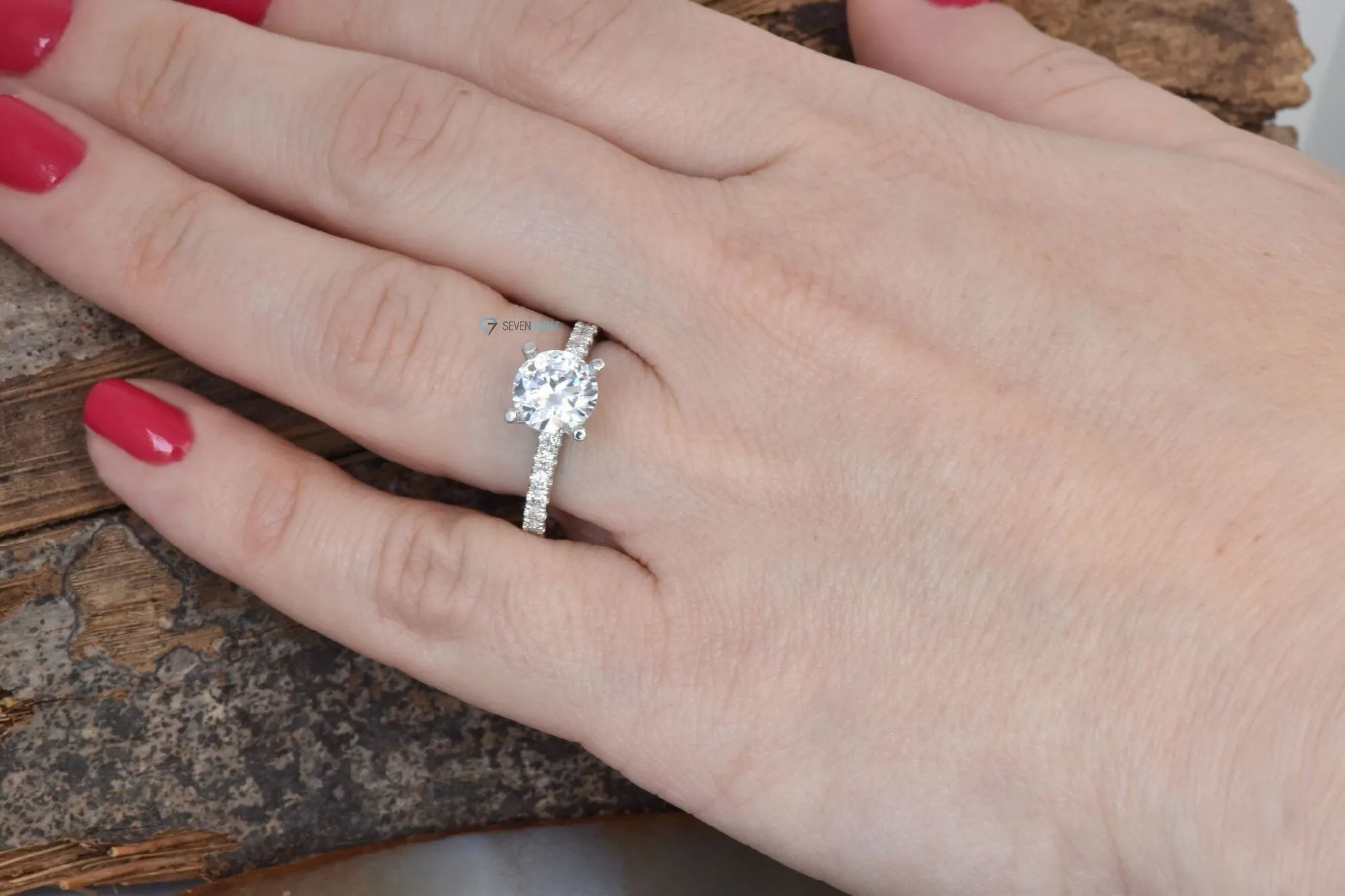 Diamond Engagement Ring 1.50 ct-White Gold solitaire ring-Bridal Jewelry-Anniversary-1 carat diamond-Dainty Promise Ring-Round engagement