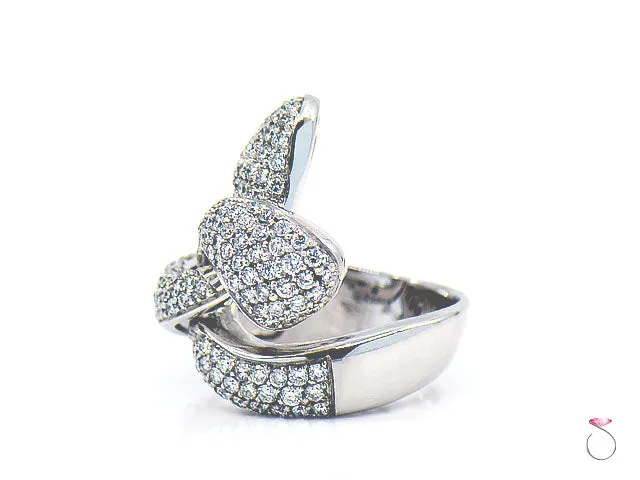 Diamond Ribbon Cocktail Ring 2.47 ct. G, VS in 18K White Gold By Assor Gioielli