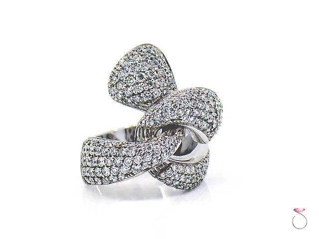 Diamond Ribbon Cocktail Ring 2.47 ct. G, VS in 18K White Gold By Assor Gioielli