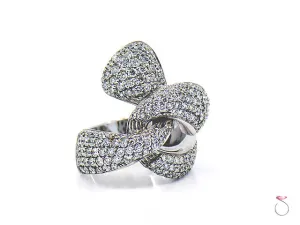 Diamond Ribbon Cocktail Ring 2.47 ct. G, VS in 18K White Gold By Assor Gioielli