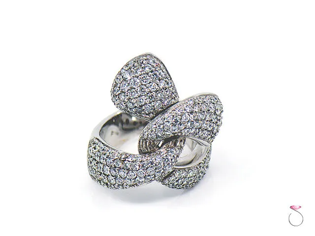 Diamond Ribbon Cocktail Ring 2.47 ct. G, VS in 18K White Gold By Assor Gioielli