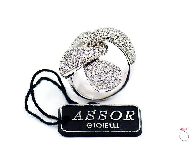 Diamond Ribbon Cocktail Ring 2.47 ct. G, VS in 18K White Gold By Assor Gioielli