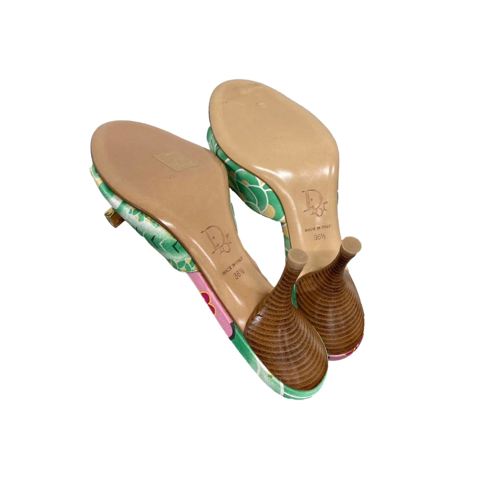 Dior Green Koi Lock Kitten Heels
