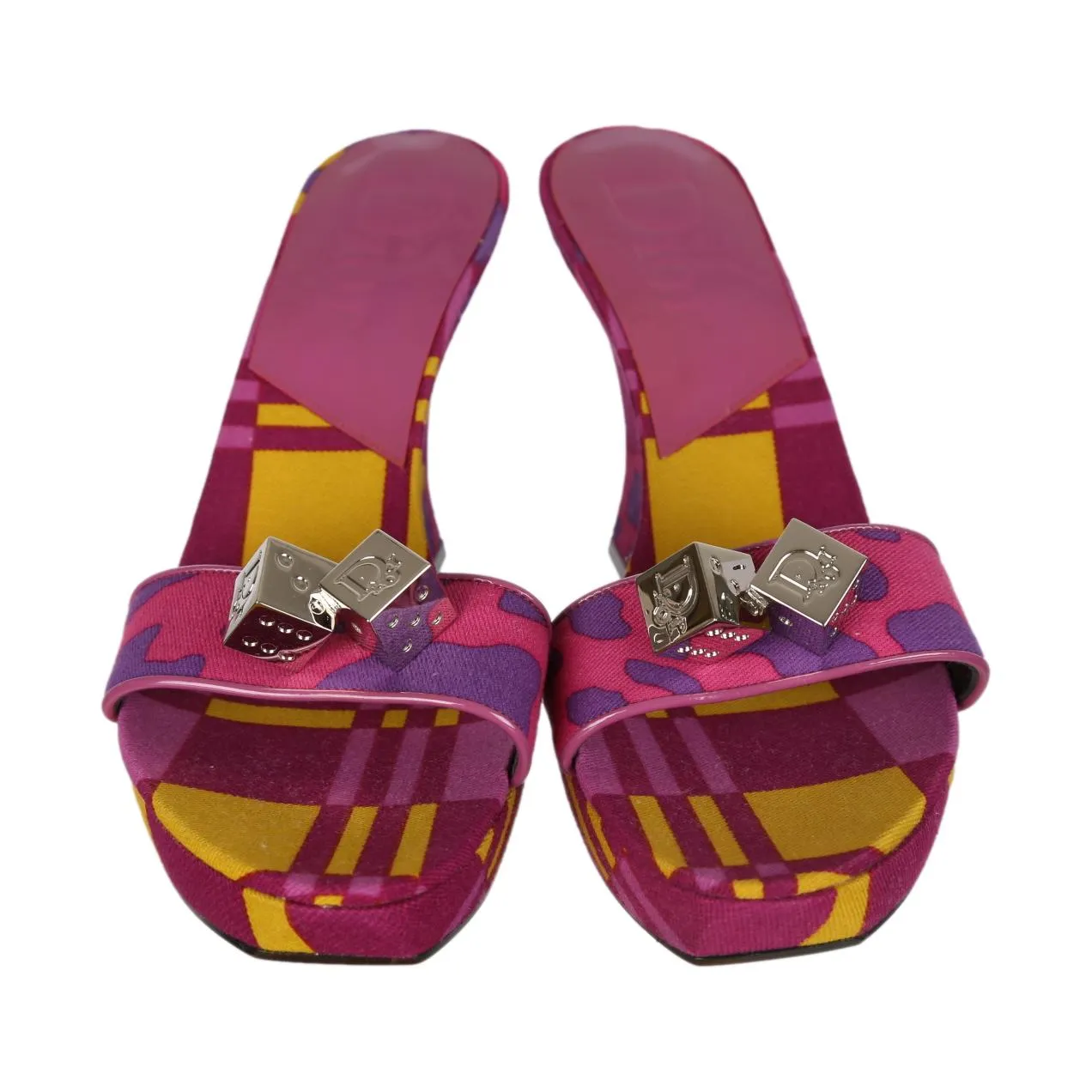 Dior Purple Print Logo Dice Heels