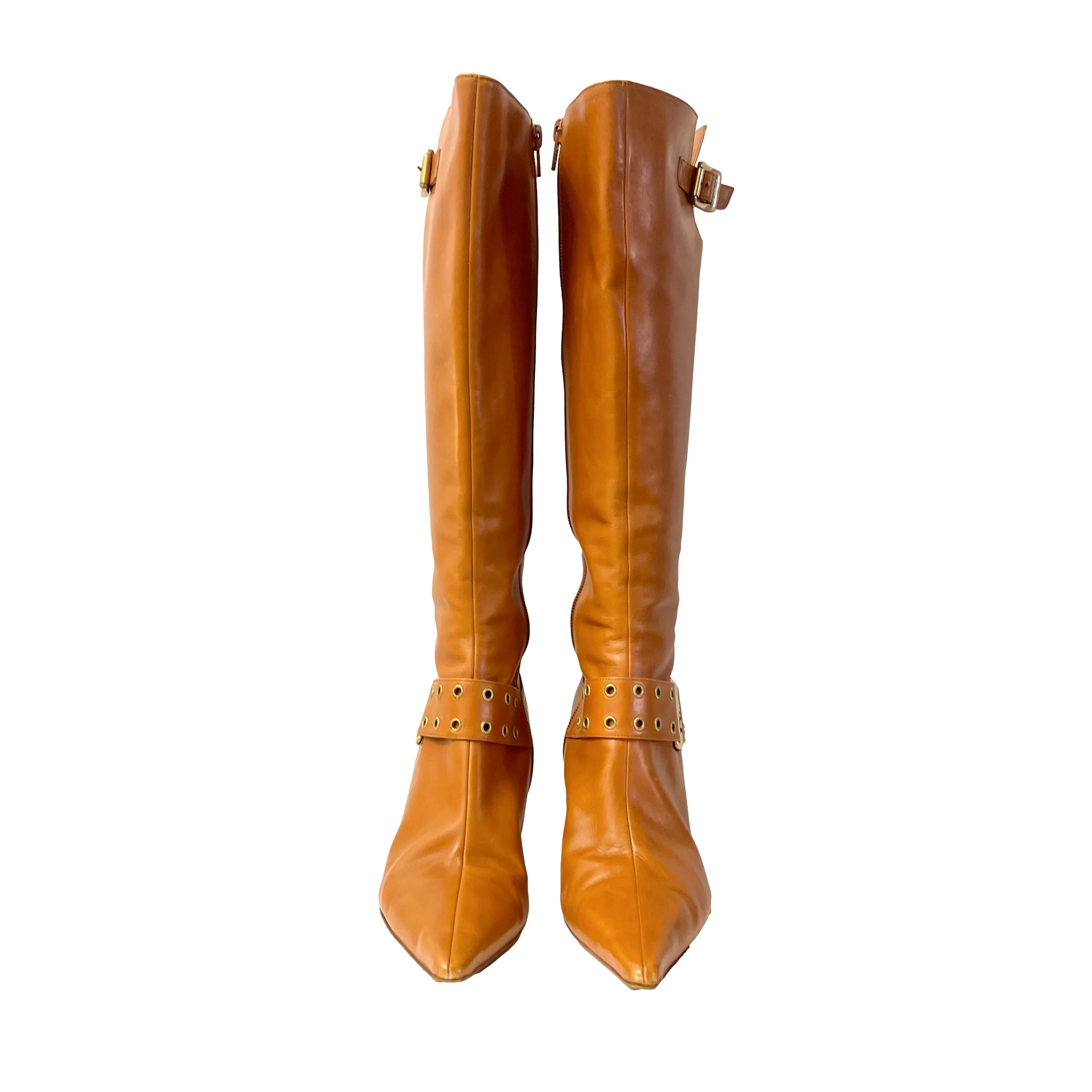 Dior Tan Logo Tall Boots