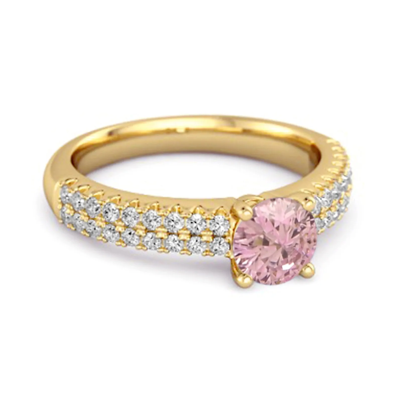 Dual Band 0.10 Ctw Pink Zirconia 925 Sterling Silver Stacking Ring