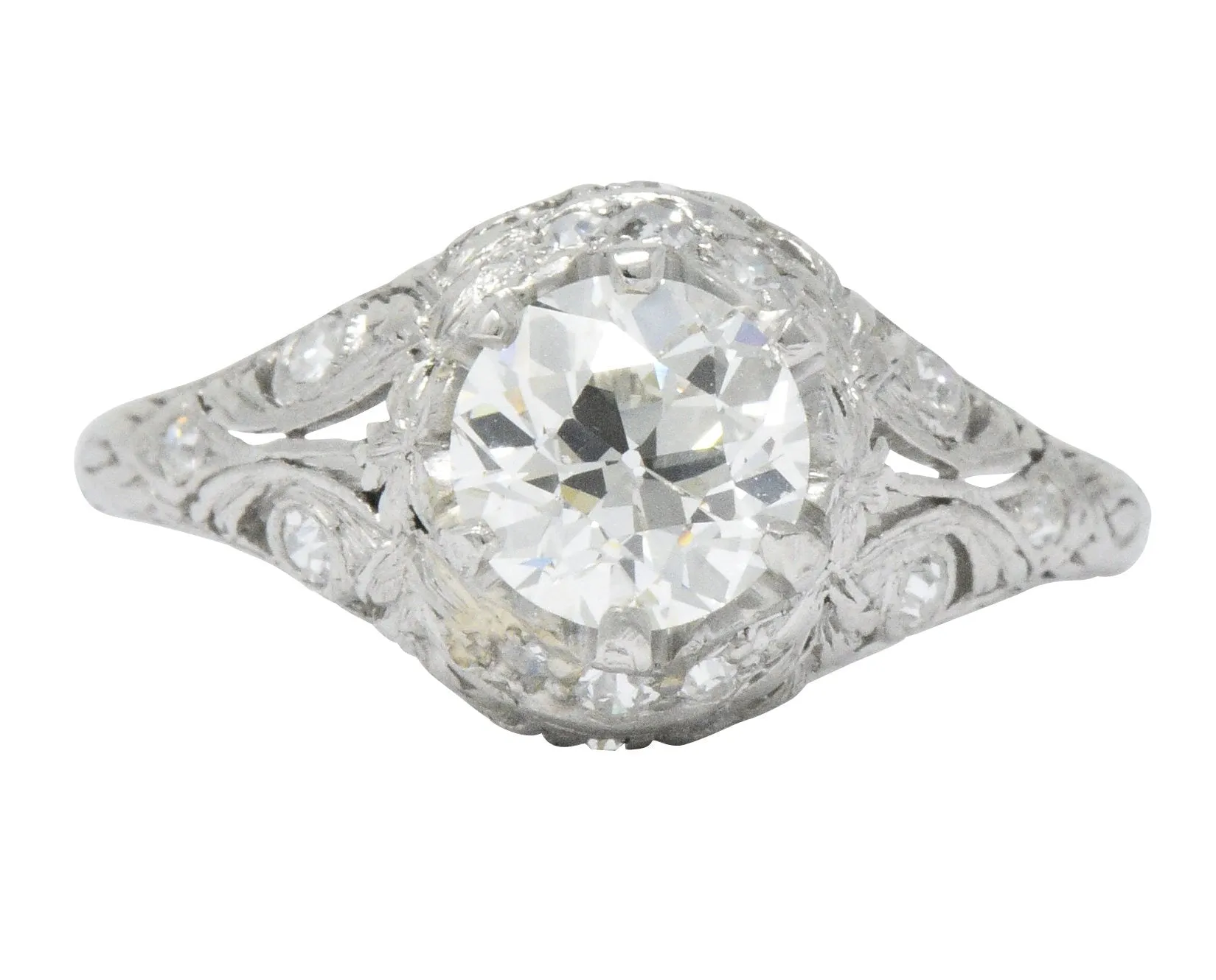 Edwardian 1.36 CTW Diamond Platinum Engagement Ring GIA