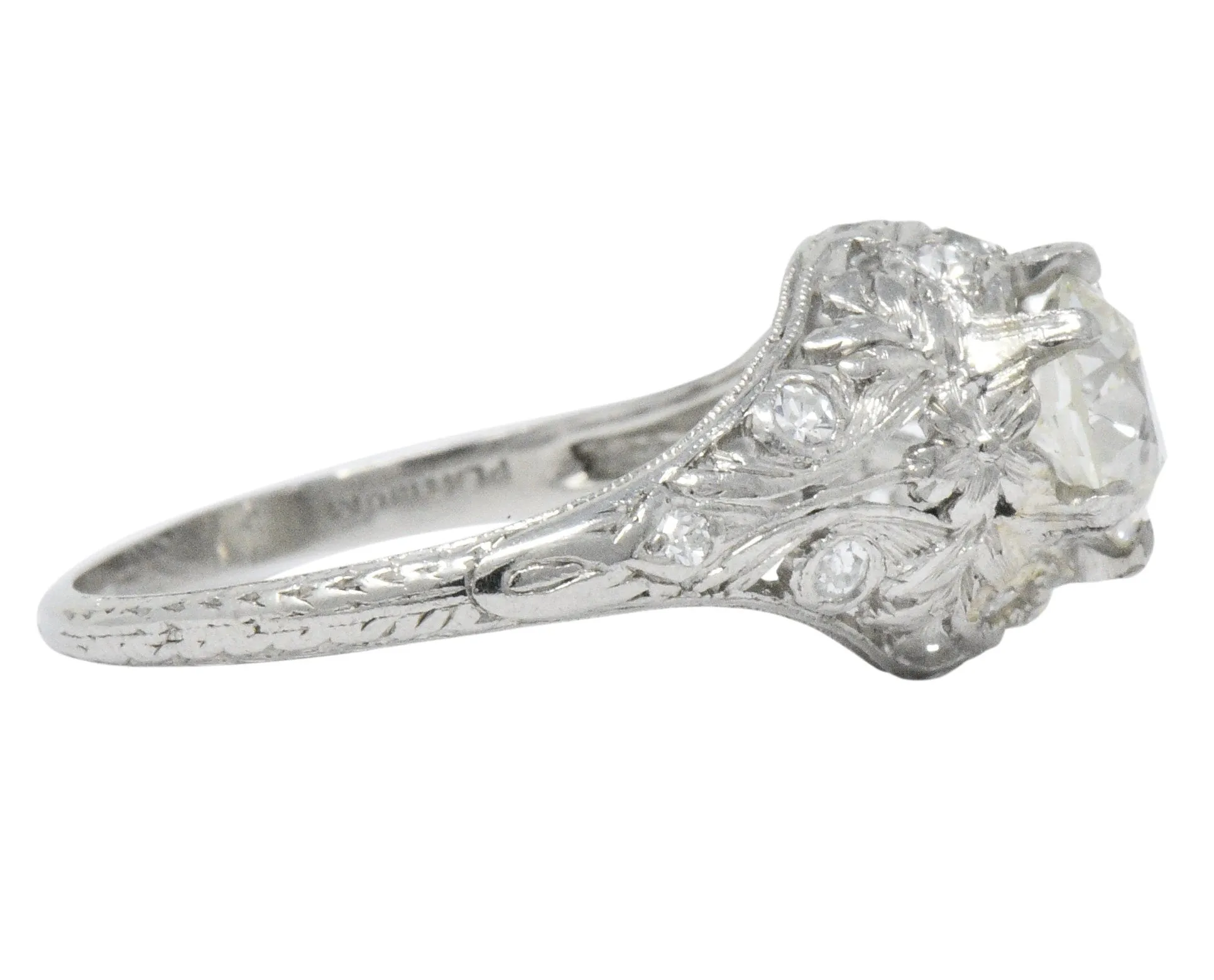 Edwardian 1.36 CTW Diamond Platinum Engagement Ring GIA