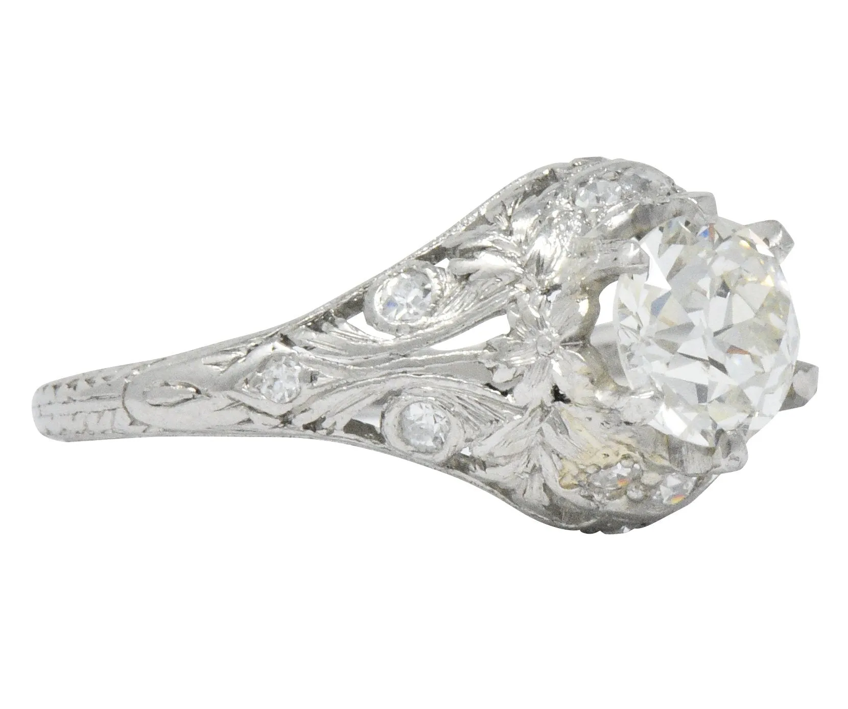 Edwardian 1.36 CTW Diamond Platinum Engagement Ring GIA