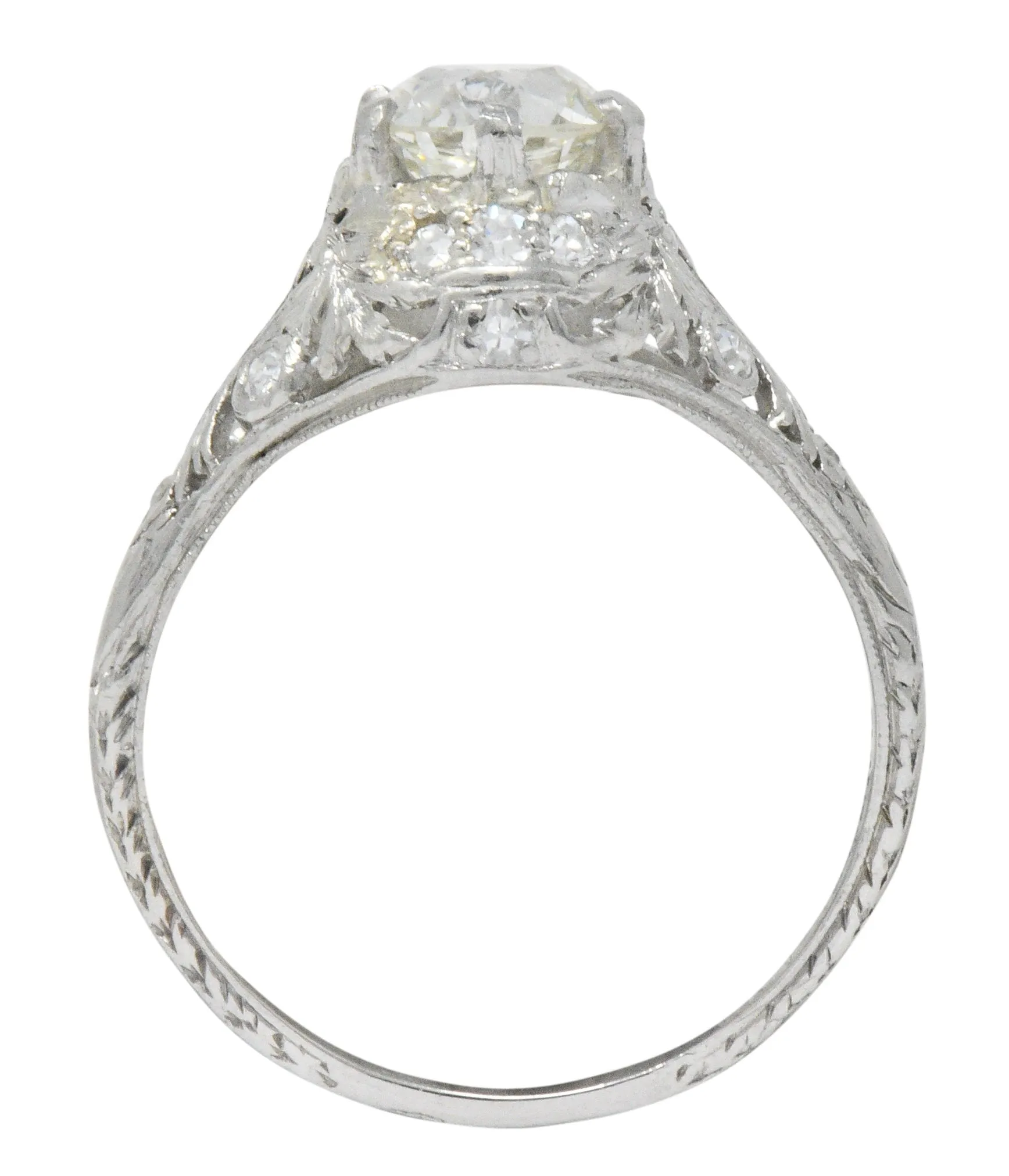 Edwardian 1.36 CTW Diamond Platinum Engagement Ring GIA