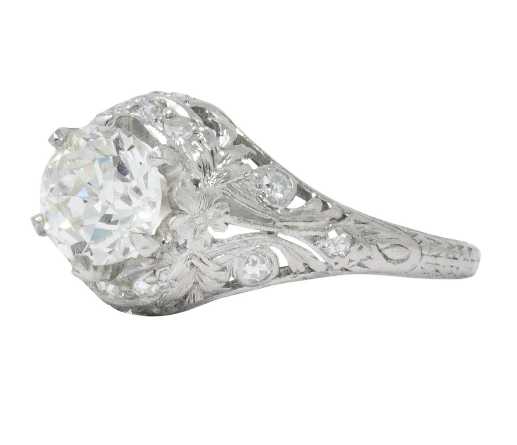 Edwardian 1.36 CTW Diamond Platinum Engagement Ring GIA