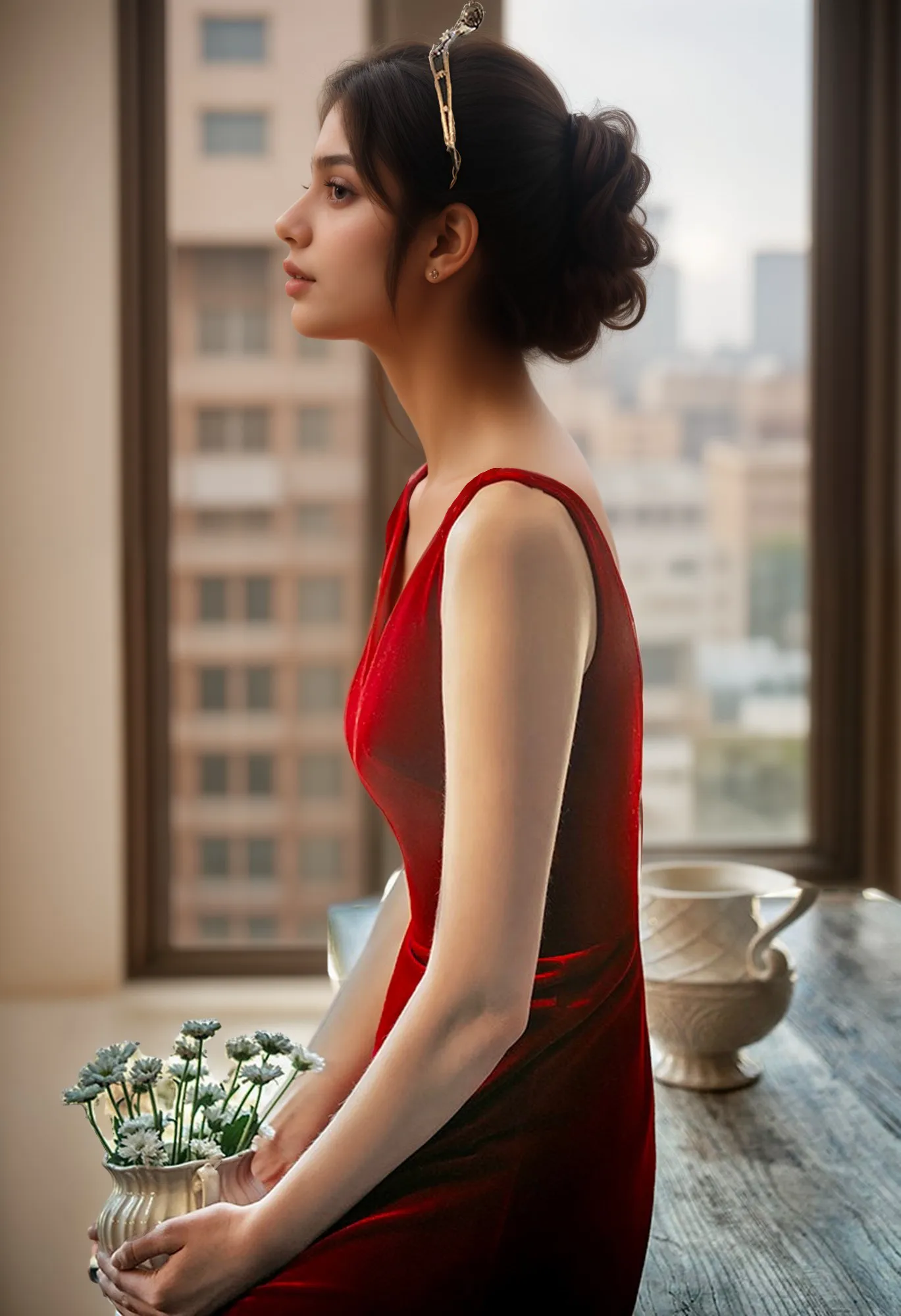 Elegant V-Neck Low Back Sleeveless Hepburn Style Long Velvet Dress