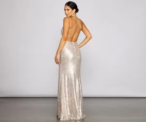 Elena Sequin Stylish Open-Back Formal Dress