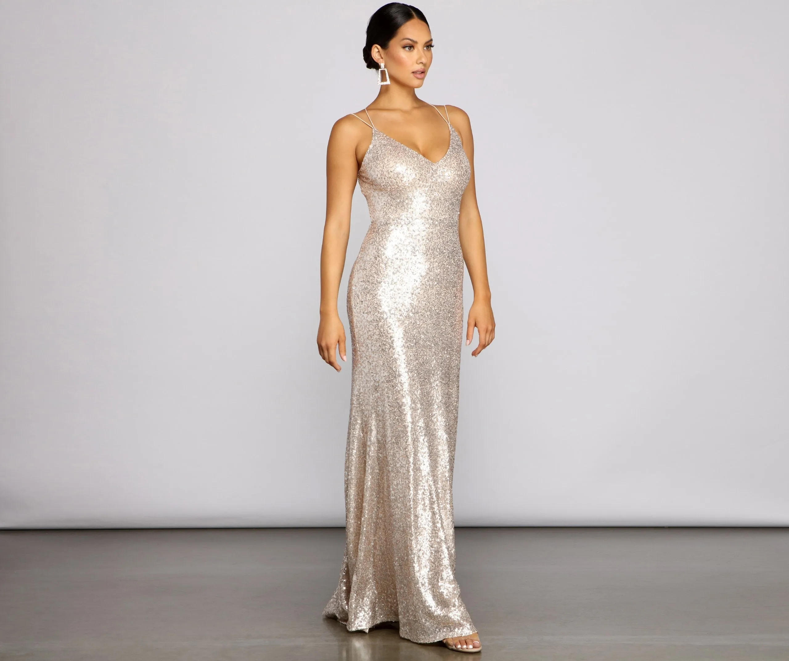 Elena Sequin Stylish Open-Back Formal Dress