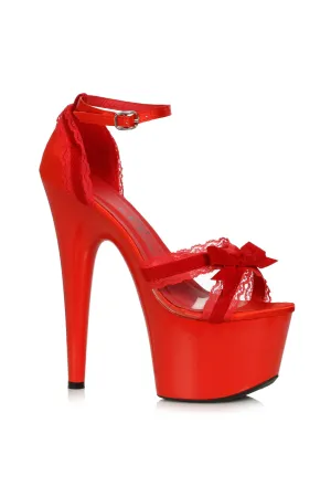 Ellie 709-SCARLET 7" Lace And Velvet Sandal