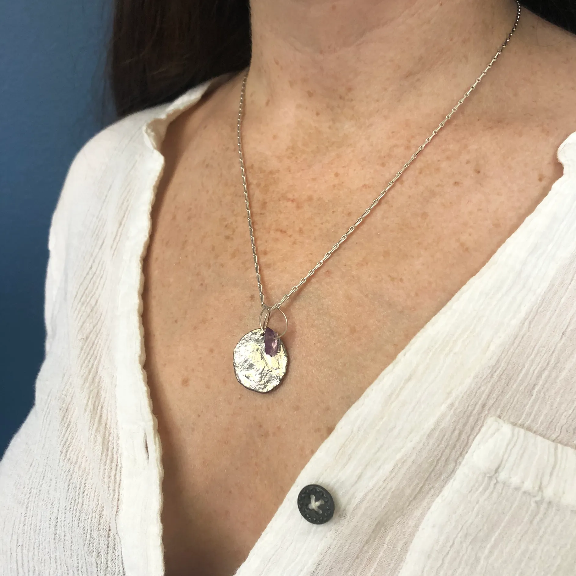 Ellipse Birthstone Charm Necklace
