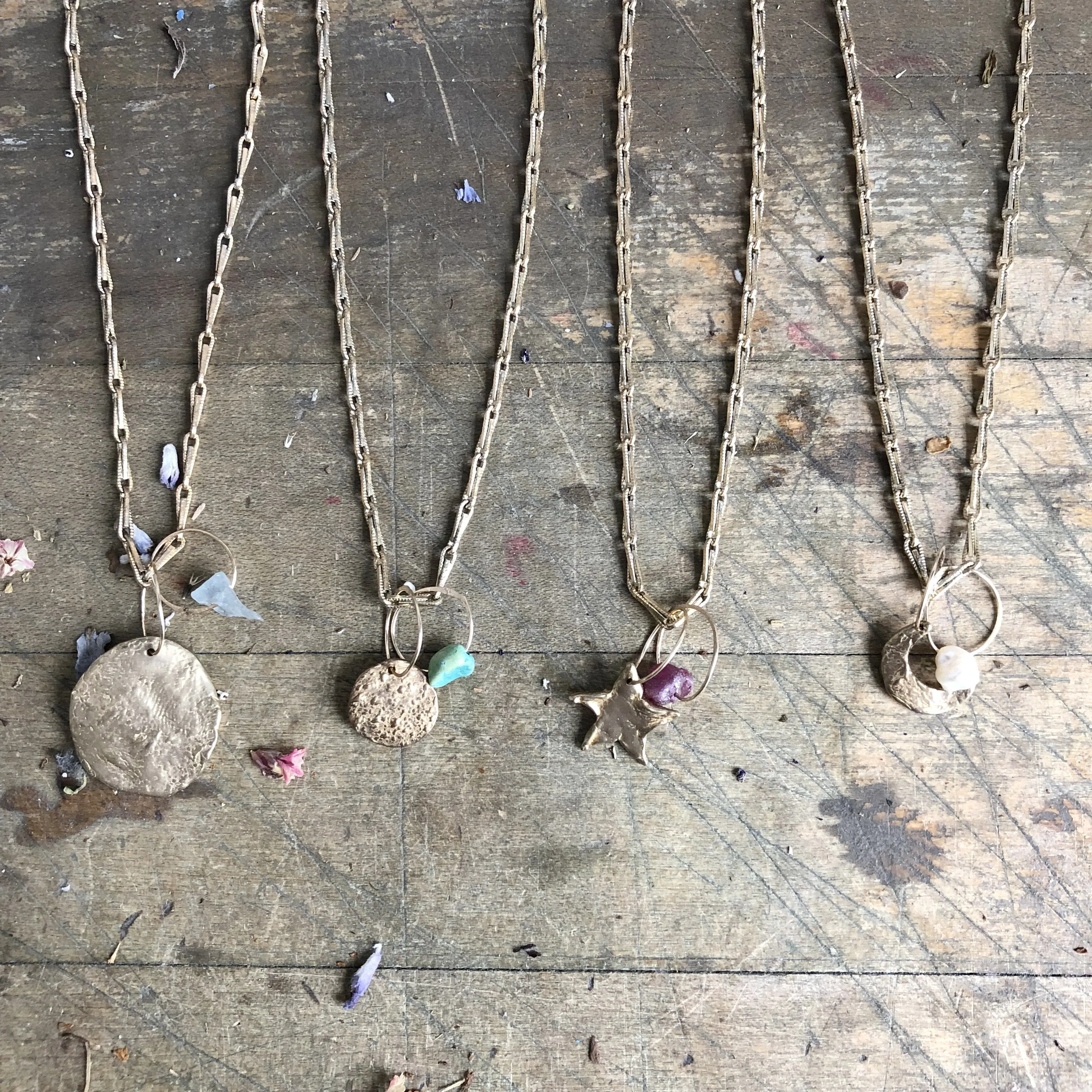 Ellipse Birthstone Charm Necklace