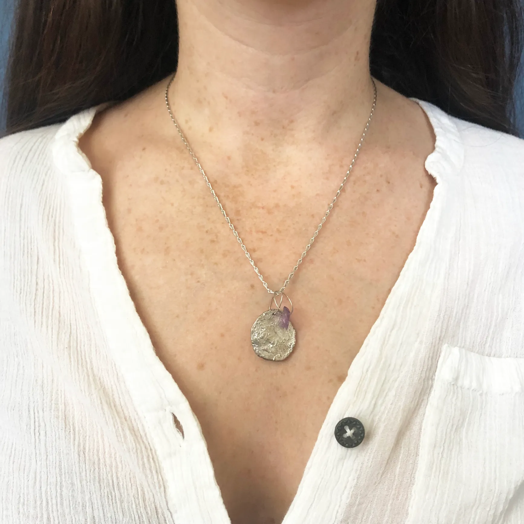Ellipse Birthstone Charm Necklace