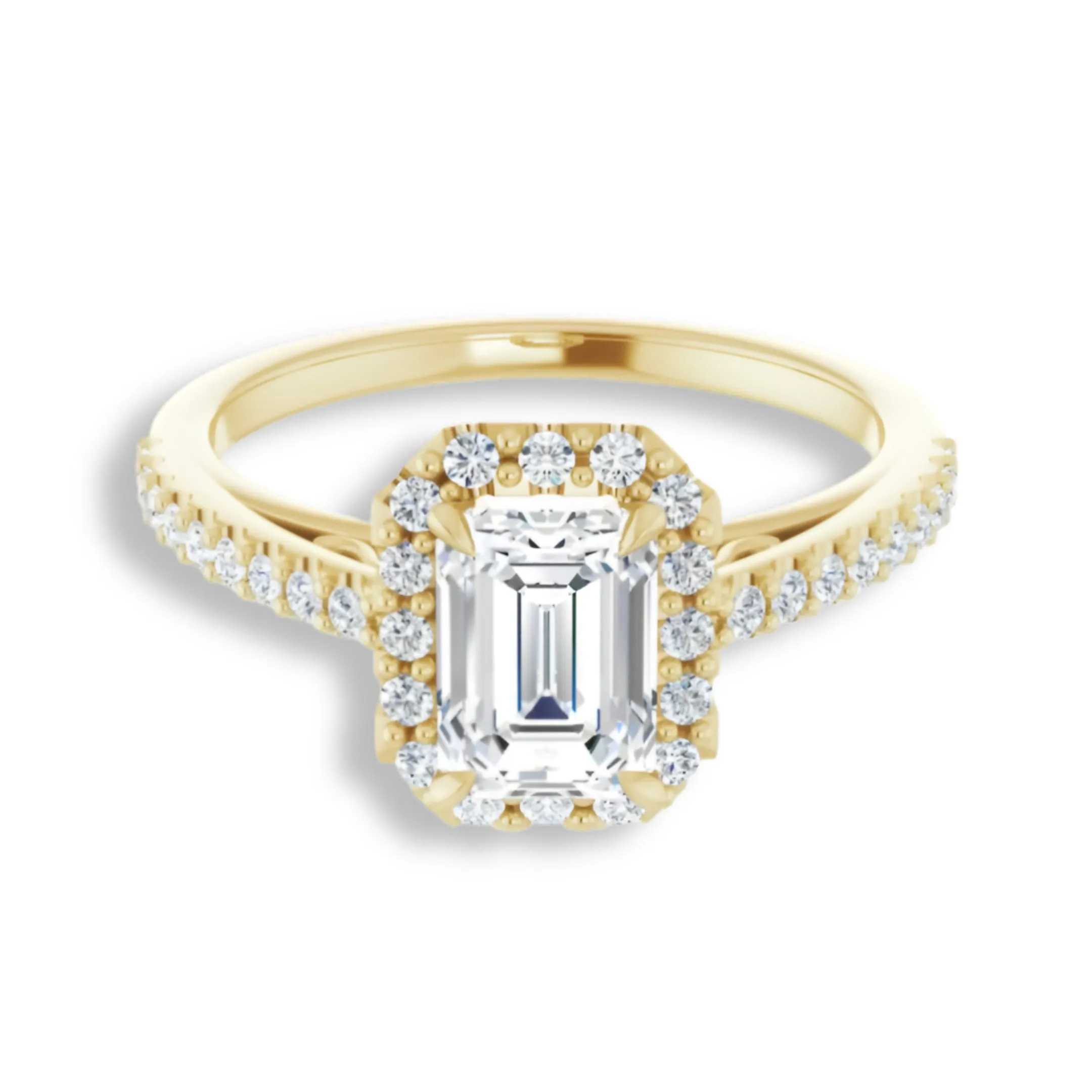 Emerald Cut Diamond Halo Engagement Ring