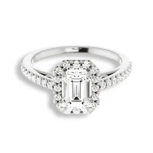Emerald Cut Diamond Halo Engagement Ring