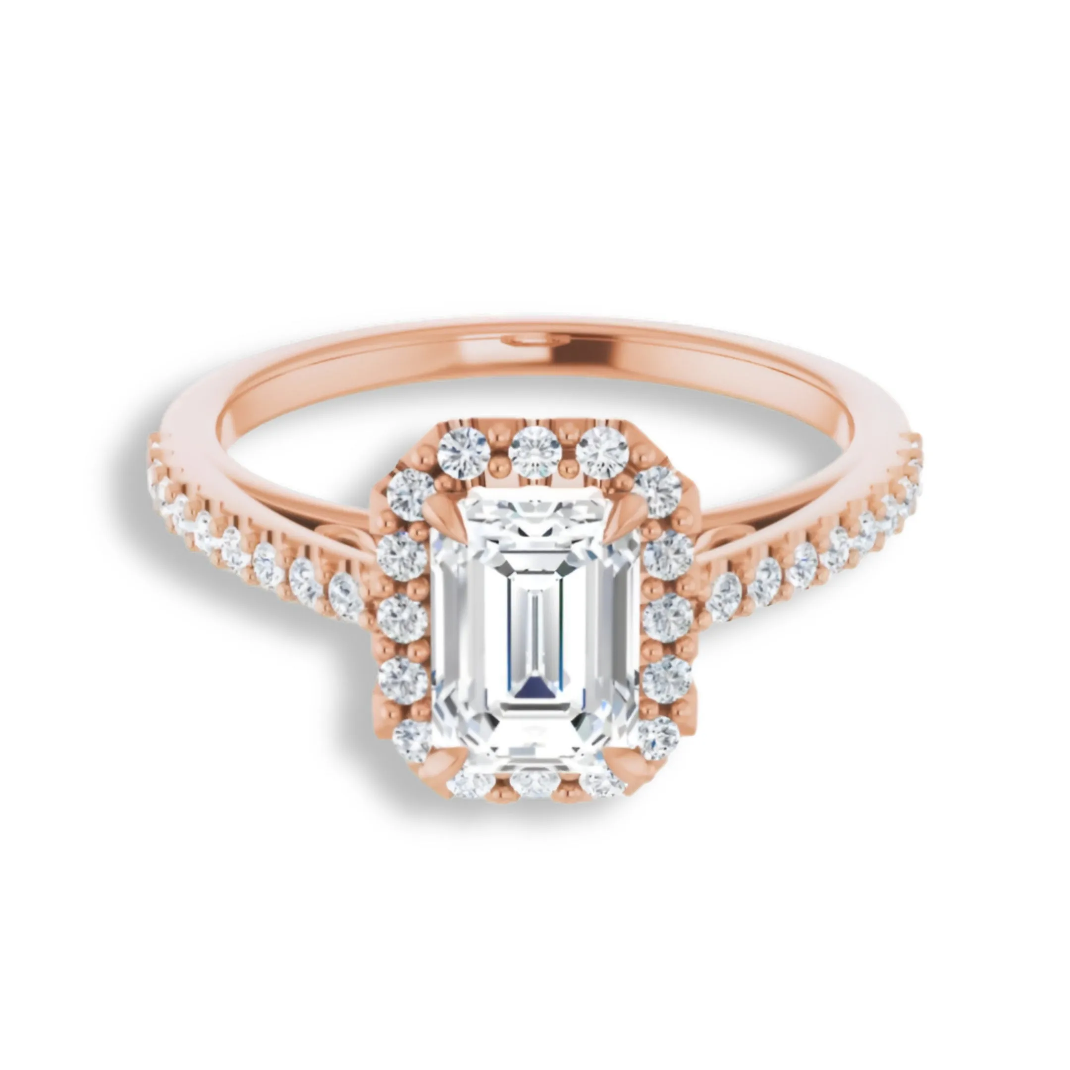 Emerald Cut Diamond Halo Engagement Ring