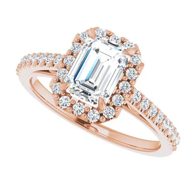 Emerald Cut Diamond Halo Engagement Ring