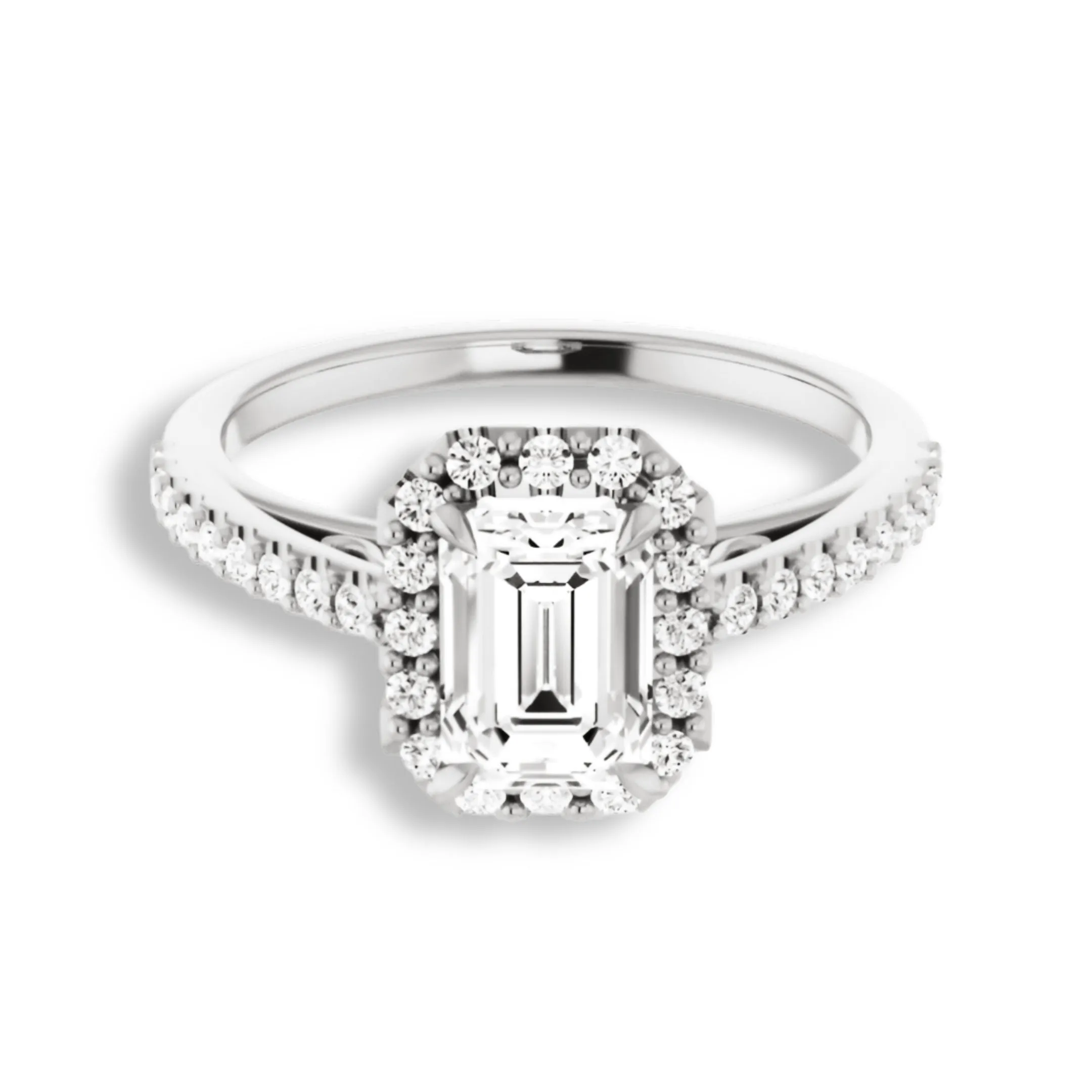 Emerald Cut Diamond Halo Engagement Ring