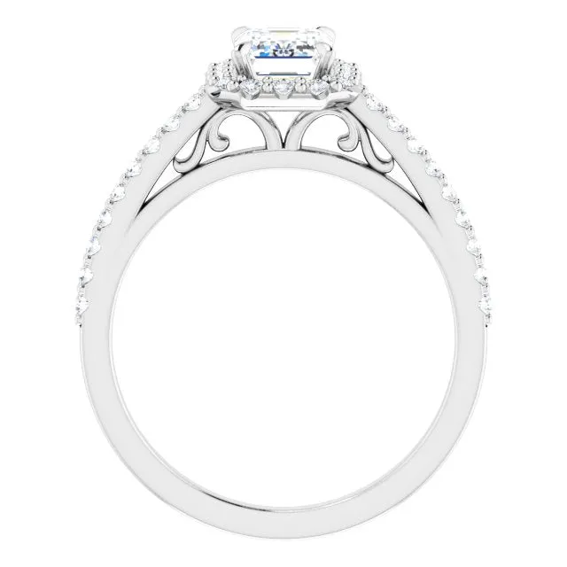 Emerald Cut Diamond Halo Engagement Ring