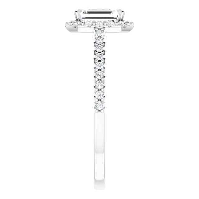 Emerald Cut Diamond Halo Engagement Ring