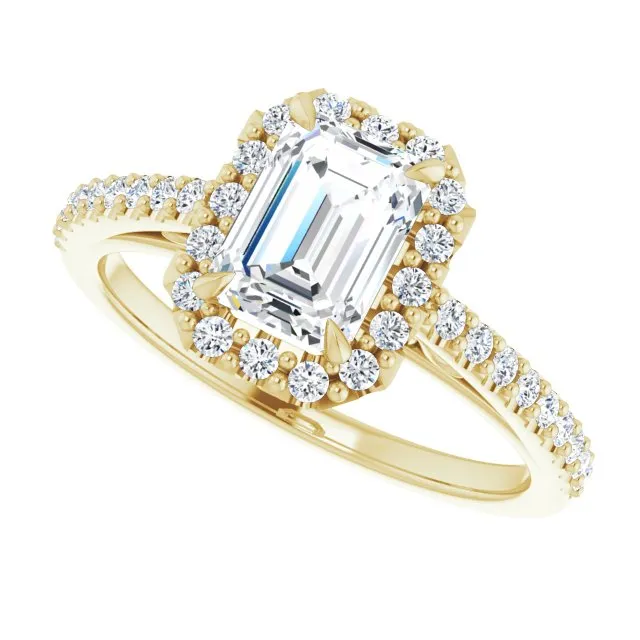Emerald Cut Diamond Halo Engagement Ring
